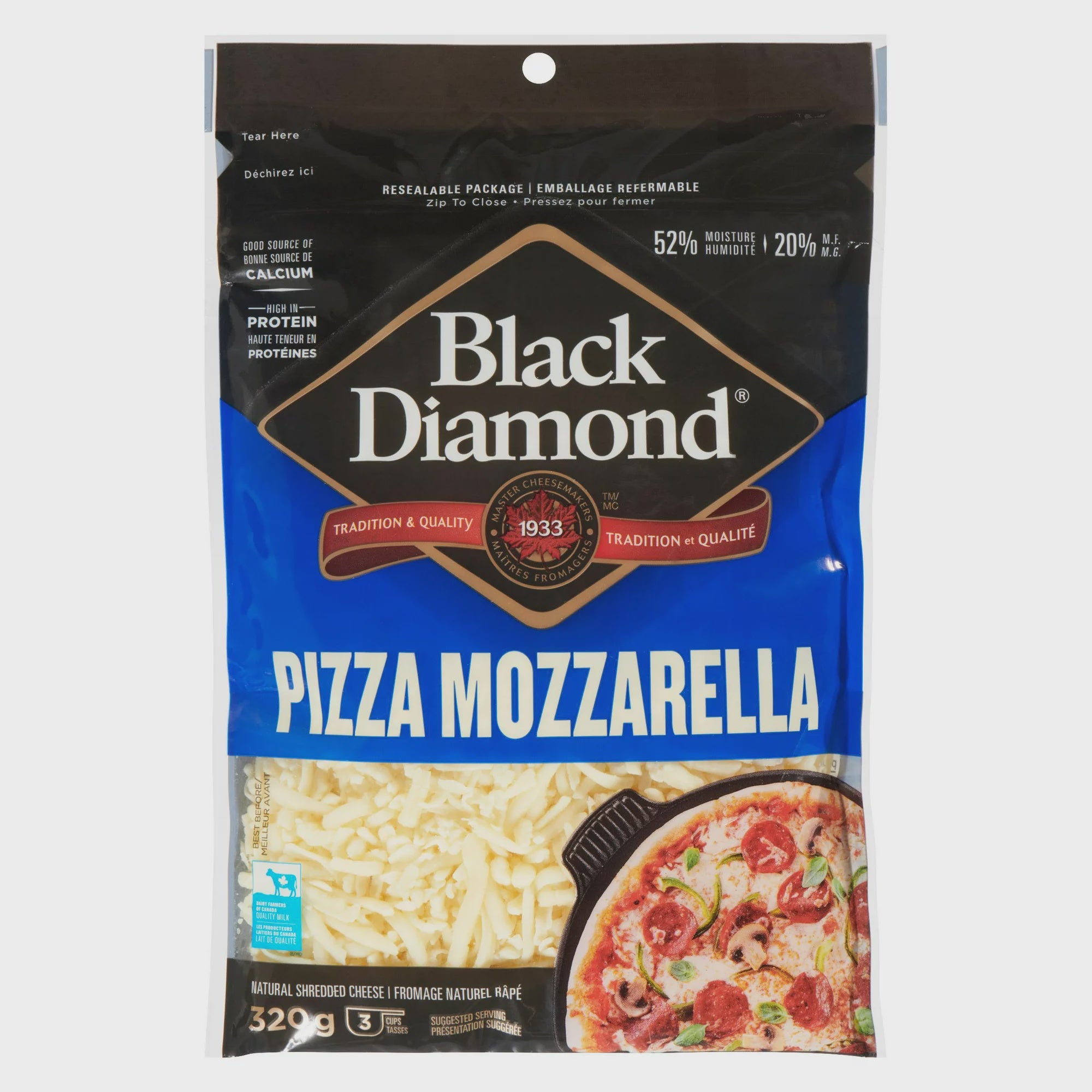 Black Diamond - Mozzarella Cheese Shredded Regular 320g